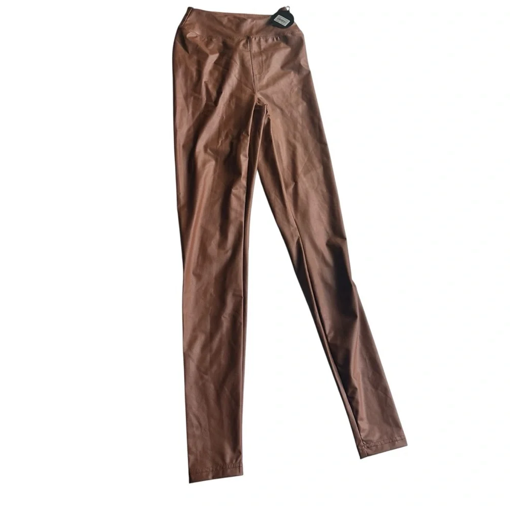 Aerie Offline Luxe Faux Leather Leggings Light Brown NWT - Picture 6 of 6